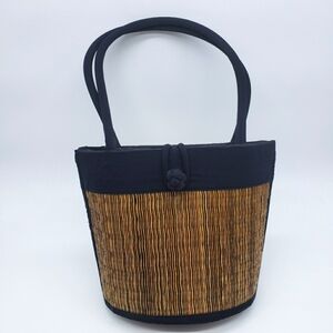 Baskets of Cambodia purse bag Women OS Black Tan Petite Curve Avi Black Striated